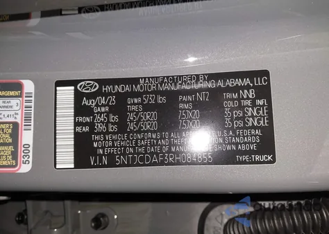 2024 Hyundai Santa Cruz Night из США, поврежденный, VIN 5NTJCDAF3RH084855